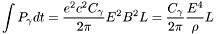 \[ \int P_\gamma dt = \frac{ e^2c^2 C_\gamma}{2\pi}E^2B^2L = \frac{C_\gamma}{2\pi}\frac{E^4}{\rho}L \]